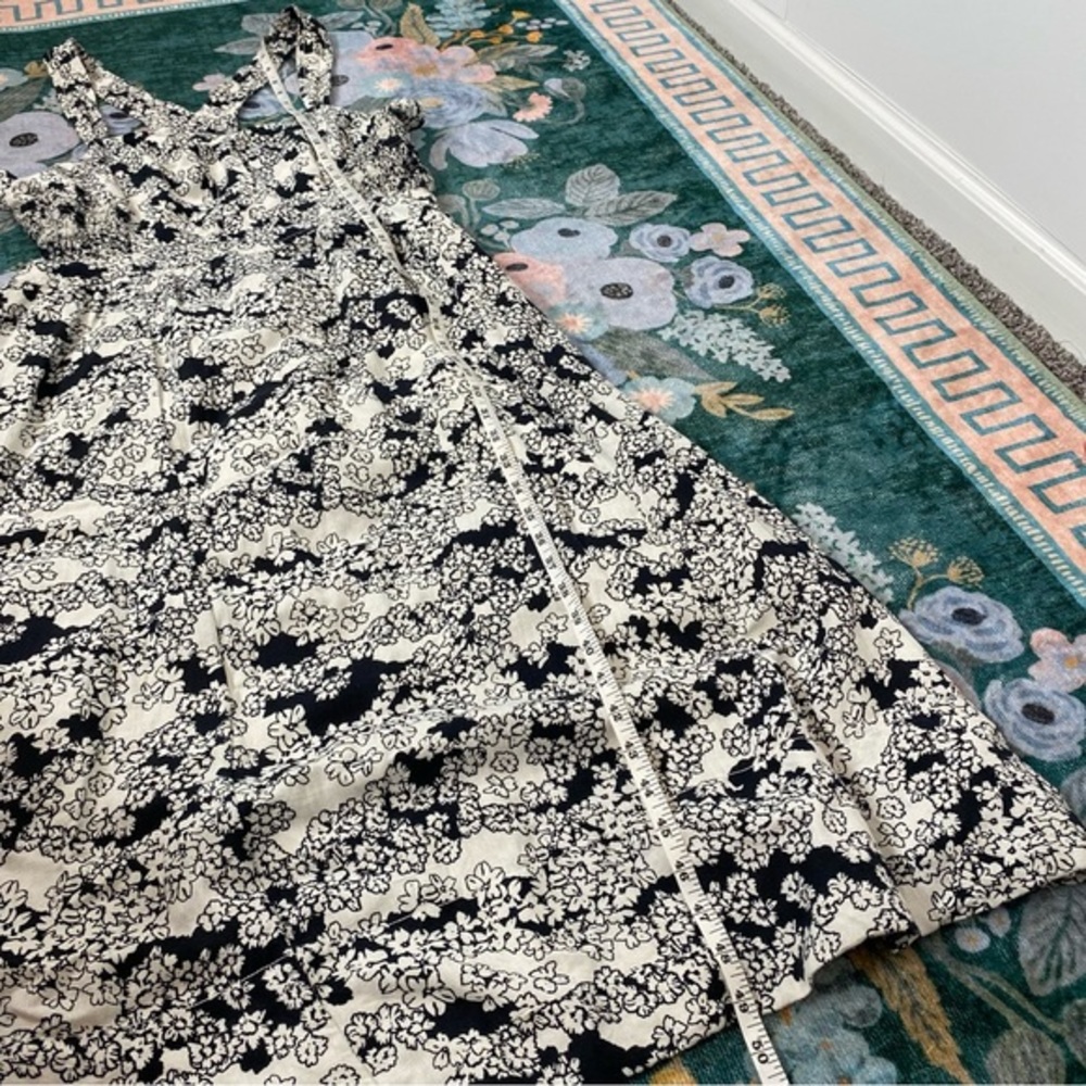 NWT Anthropologie Smocked Floral Cut Out Midi Dress White & Black Large - Picture 15 of 15